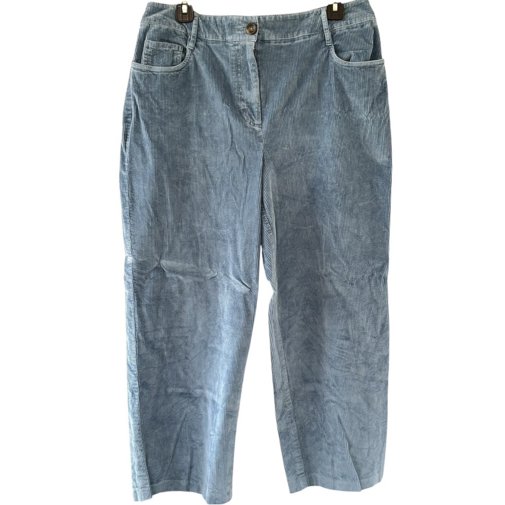 Boden Corduroy High Rise Wide Leg Pants Womens 32x27 Cornflower Blue‎ Petite